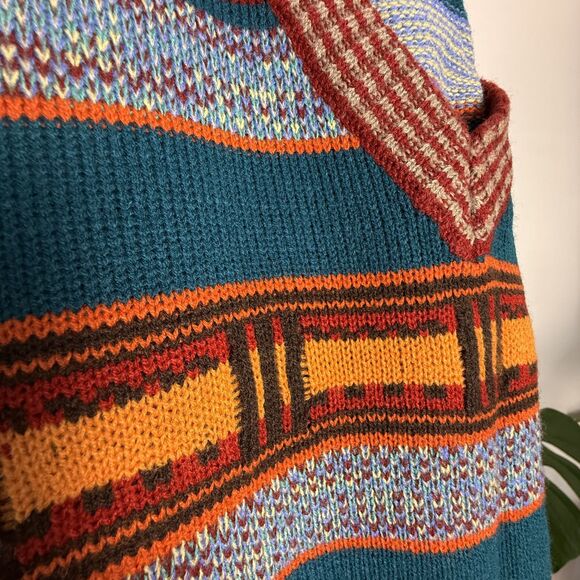 Vintage 70s 80s Knit Sweater Vest Southwestern Aztec Geometric Pattern - Picture 7 of 11